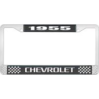 1955 CHEVROLET BLACK AND CHROME LICENSE PLATE FRAME WITH WHI