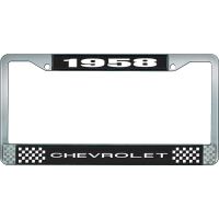 1958 CHEVROLET BLACK AND CHROME LICENSE PLATE FRAME WITH WHI