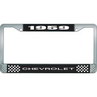 1959 CHEVROLET BLACK AND CHROME LICENSE PLATE FRAME WITH WHI