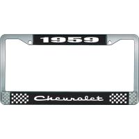 1959 CHEVROLET BLACK AND CHROME LICENSE PLATE FRAME WITH WHI