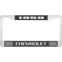 1959 CHEVROLET BLACK AND CHROME LICENSE PLATE FRAME WITH WHI