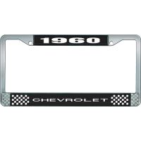 1960 CHEVROLET BLACK AND CHROME LICENSE PLATE FRAME WITH WHI