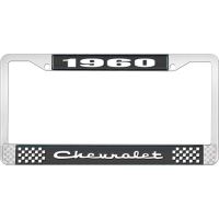 1960 CHEVROLET BLACK AND CHROME LICENSE PLATE FRAME WITH WHI