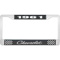 1961 CHEVROLET BLACK AND CHROME LICENSE PLATE FRAME WITH WHI