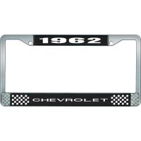 1962 CHEVROLET BLACK AND CHROME LICENSE PLATE FRAME WITH WHI