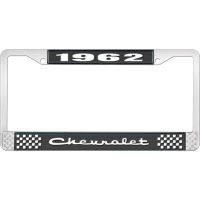 1962 CHEVROLET BLACK AND CHROME LICENSE PLATE FRAME WITH WHI