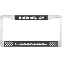 1962 CHEVROLET BLACK AND CHROME LICENSE PLATE FRAME WITH WHI