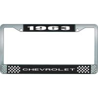 1963 CHEVROLET BLACK AND CHROME LICENSE PLATE FRAME WITH WHI