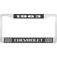 1963 CHEVROLET BLACK AND CHROME LICENSE PLATE FRAME WITH WHI