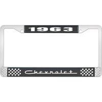 1963 CHEVROLET BLACK AND CHROME LICENSE PLATE FRAME WITH WHI