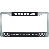 1964 CHEVROLET BLACK AND CHROME LICENSE PLATE FRAME WITH WHI