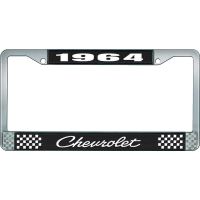 1964 CHEVROLET BLACK AND CHROME LICENSE PLATE FRAME WITH WHI