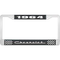 1964 CHEVROLET BLACK AND CHROME LICENSE PLATE FRAME WITH WHI