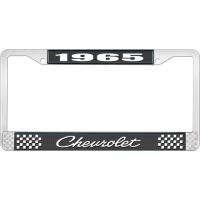 1965 CHEVROLET BLACK AND CHROME LICENSE PLATE FRAME WITH WHI