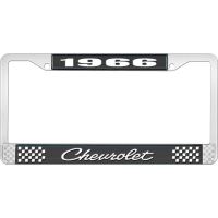 1966 CHEVROLET BLACK AND CHROME LICENSE PLATE FRAME WITH WHI