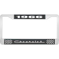 1966 CHEVROLET BLACK AND CHROME LICENSE PLATE FRAME WITH WHI