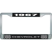 CHEVROLET BLACK AND CHROME LICENSE PLATE FRAME WITH WHITE LE