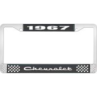 1967 CHEVROLET BLACK AND CHROME LICENSE PLATE FRAME WITH WHI