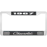 1967 CHEVROLET BLACK AND CHROME LICENSE PLATE FRAME WITH WHI