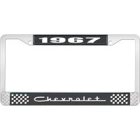 1967 CHEVROLET BLACK AND CHROME LICENSE PLATE FRAME WITH WHI