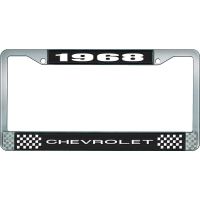 1968 CHEVROLET BLACK AND CHROME LICENSE PLATE FRAME WITH WHI