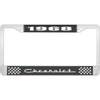 1968 CHEVROLET BLACK AND CHROME LICENSE PLATE FRAME WITH WHI