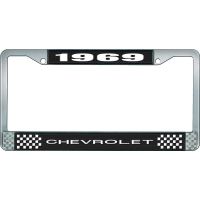 1969 CHEVROLET BLACK AND CHROME LICENSE PLATE FRAME WITH WHI