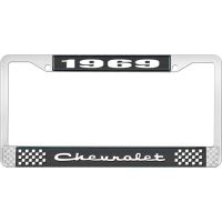 1969 CHEVROLET BLACK AND CHROME LICENSE PLATE FRAME WITH WHI