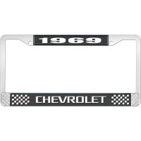 1969 CHEVROLET BLACK AND CHROME LICENSE PLATE FRAME WITH WHI