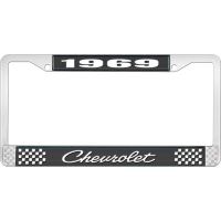 1969 CHEVROLET BLACK AND CHROME LICENSE PLATE FRAME WITH WHI