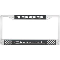 1969 CHEVROLET BLACK AND CHROME LICENSE PLATE FRAME WITH WHI