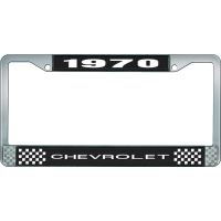 1970 CHEVROLET BLACK AND CHROME LICENSE PLATE FRAME WITH WHI