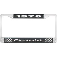 1970 CHEVROLET BLACK AND CHROME LICENSE PLATE FRAME WITH WHI