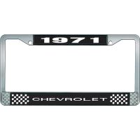 1971 CHEVROLET BLACK AND CHROME LICENSE PLATE FRAME WITH WHI