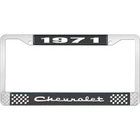 1971 CHEVROLET BLACK AND CHROME LICENSE PLATE FRAME WITH WHI