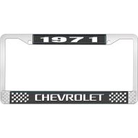 1971 CHEVROLET BLACK AND CHROME LICENSE PLATE FRAME WITH WHI