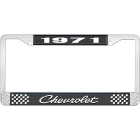 1971 CHEVROLET BLACK AND CHROME LICENSE PLATE FRAME WITH WHI