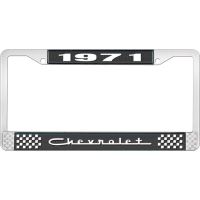 1971 CHEVROLET BLACK AND CHROME LICENSE PLATE FRAME WITH WHI