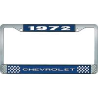 1972 CHEVROLET BLUE AND CHROME LICENSE PLATE FRAME WITH WHIT