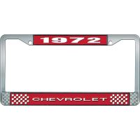 1972 CHEVROLET RED  AND CHROME LICENSE PLATE FRAME  WITH WHI