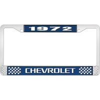 1972 CHEVROLET BLUE AND CHROME LICENSE PLATE FRAME WITH WHIT