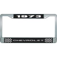 1973 CHEVROLET BLACK AND CHROME LICENSE PLATE FRAME WITH WHI