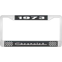 1973 CHEVROLET BLACK AND CHROME LICENSE PLATE FRAME WITH WHI