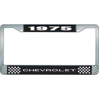 1975 CHEVROLET BLACK AND CHROME LICENSE PLATE FRAME WITH WHI