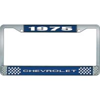 1975 CHEVROLET BLUE AND CHROME LICENSE PLATE FRAME WITH WHIT