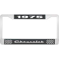 1975 CHEVROLET BLACK AND CHROME LICENSE PLATE FRAME WITH WHI