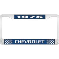 1975 CHEVROLET BLUE AND CHROME LICENSE PLATE FRAME WITH WHIT