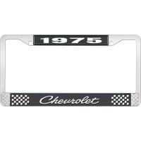 1975 CHEVROLET BLACK AND CHROME LICENSE PLATE FRAME WITH WHI