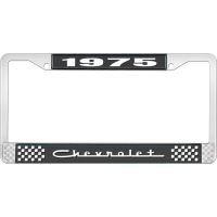 1975 CHEVROLET BLACK AND CHROME LICENSE PLATE FRAME WITH WHI