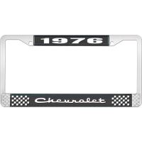 1976 CHEVROLET BLACK AND CHROME LICENSE PLATE FRAME WITH WHI